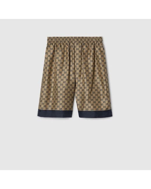Short De Sarga De Seda Estampado, Talla Gucci de hombre de color Natural
