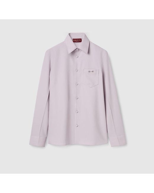 Camisa De Gabardina De Lana Con Horsebit, Talla Gucci de color Purple