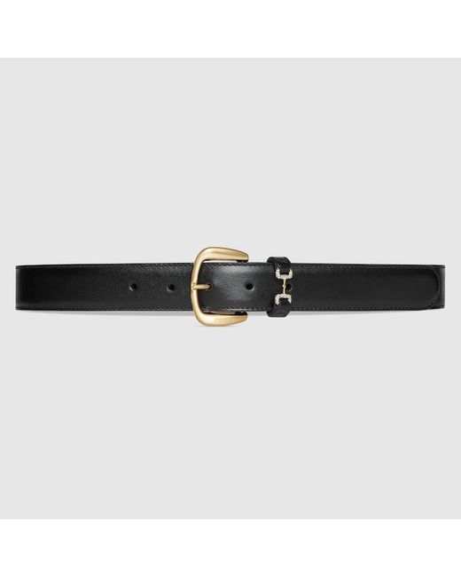 Gucci Black Belt With Crystal Horsebit