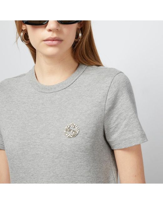 Gucci Gray Cotton Jersey T-shirt With Embroidery