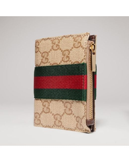 Gucci Natural Small Wallet With Web, Gg Canvas