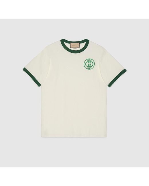 Gucci White Logo-embroidered Short-sleeve Cotton-jersey T-shirt for men