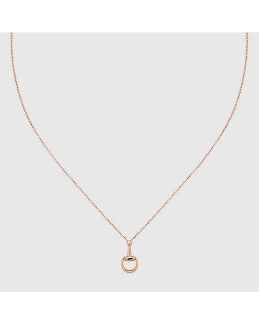 Gucci Metallic Horsebit Diamond 18K Pendant Necklace