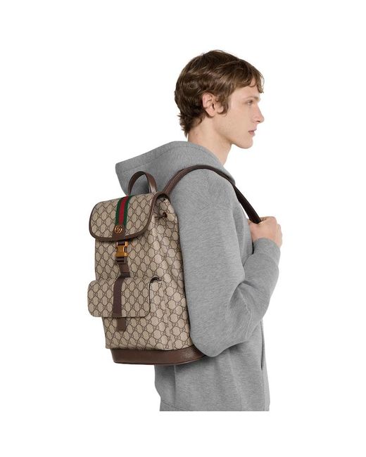 Gucci Brown Ophidia Small Backpack for men