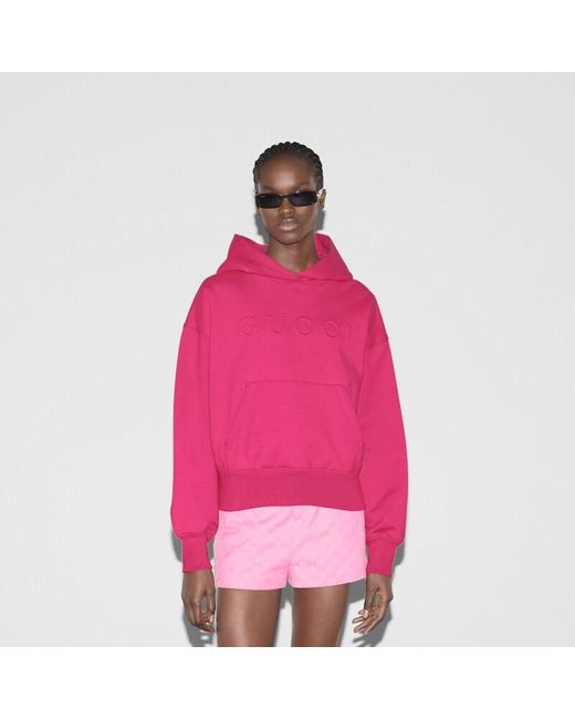 Sweat-shirt À Capuche En Jersey De Coton Gucci en coloris Pink