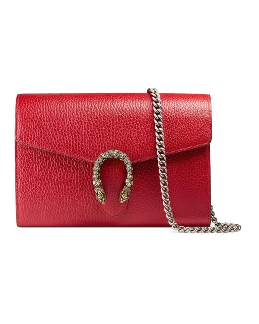 Gucci Dionysus Leather Mini Chain Shoulder Bag in Red - Lyst