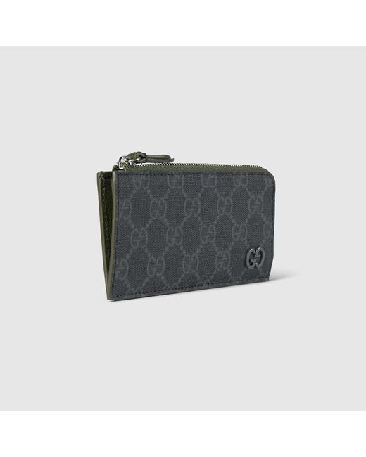 Gucci Black GG Zip Card Case With GG Detail for men