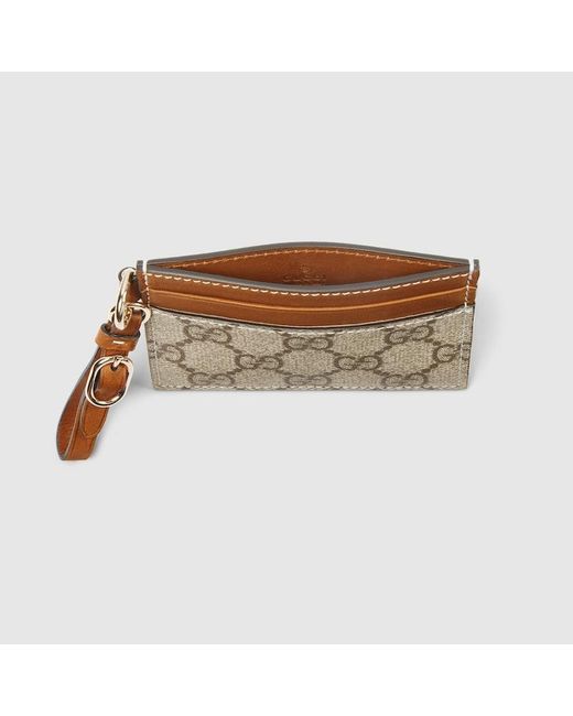 Gucci Brown Gg Emblem Card Case With Strap