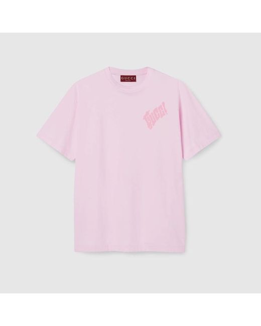 Gucci Pink Cotton Jersey T-Shirt With Logo for men