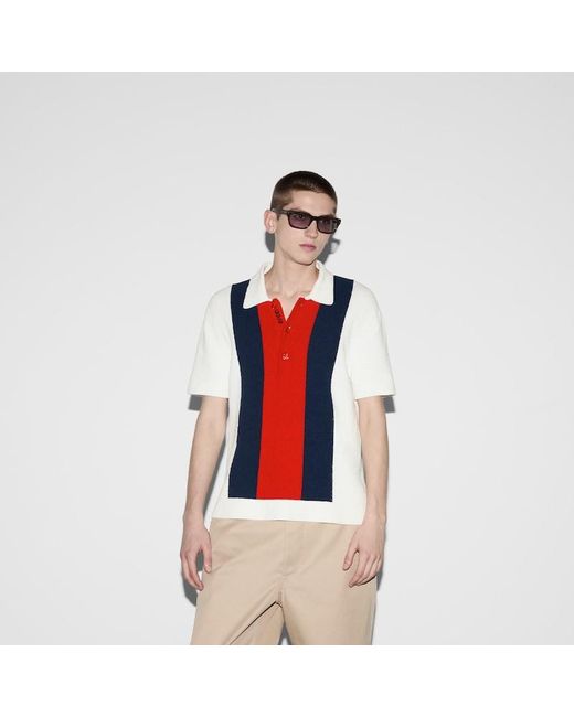 Gucci Red Cotton Blend Terry Knit Polo Shirt for men