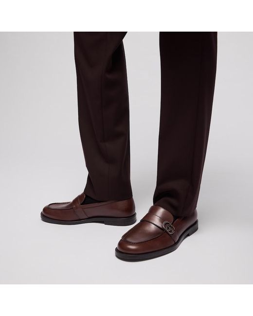 Gucci Brown Loafer With Double G, Leather for men