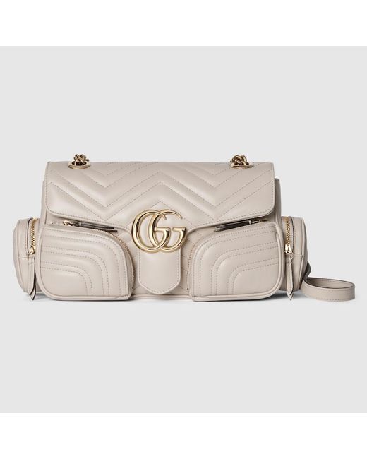 Gucci Gg Marmont Small Multi Pocket Bag Leather in Natural Lyst