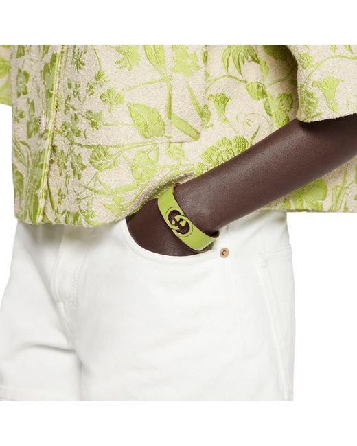 Gucci Metallic Interlocking Armspange Mit Emaille, Größe