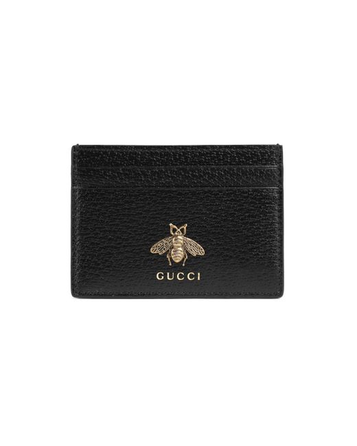 Gucci Animalier Kartenetui aus Leder in Black für Herren