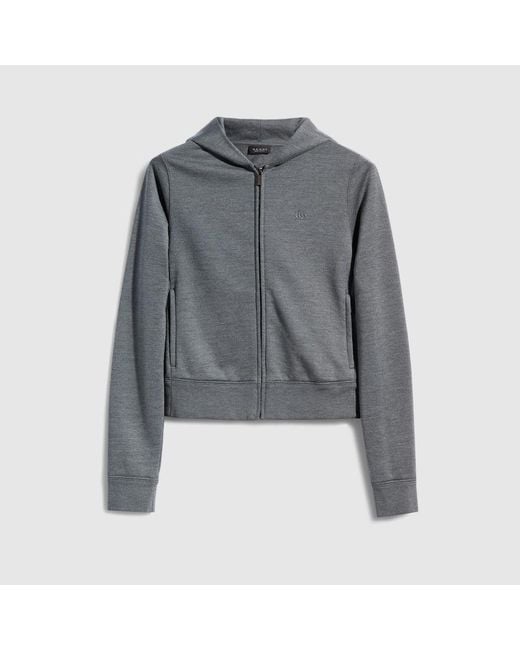 Gucci Gray Cotton Silk Jersey Sweatshirt With Zip