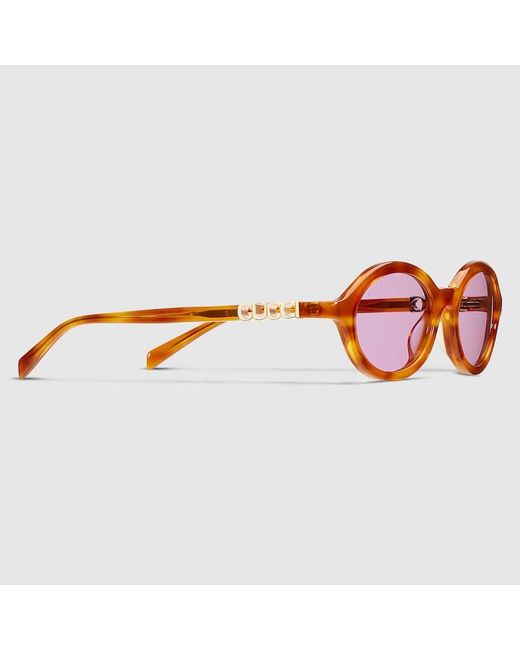 Gucci Red Round Frame Sunglasses