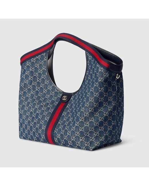 Gucci Blue Giglio Large Tote Bag