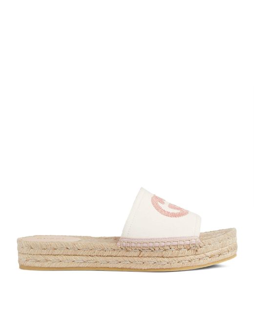 Gucci Women's Espadrille Slide With Interlocking G in Natural Lyst