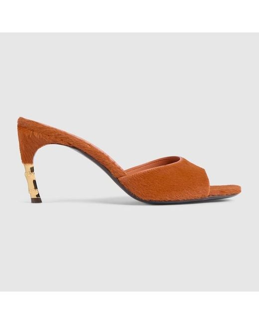 Gucci Brown Castello Slide, Leather