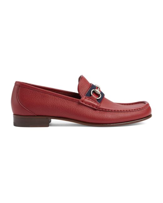 Gucci Leather Horsebit Loafer in Red for Men | Lyst