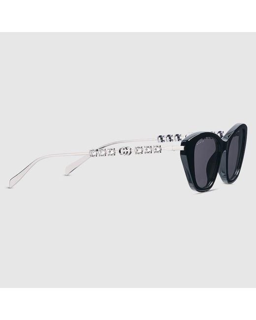 Lunettes De Soleil À Monture Œil-De-Chat Gucci en coloris Blue