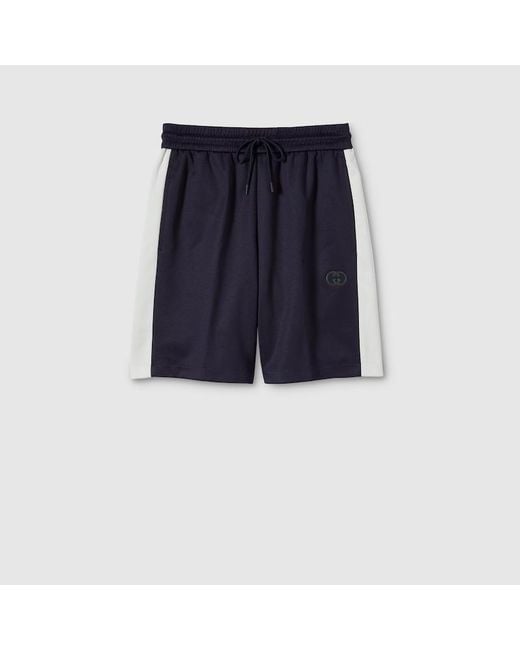 Gucci Blue Technical Jersey Shorts With Embroidery, Ready-To-Wear for men