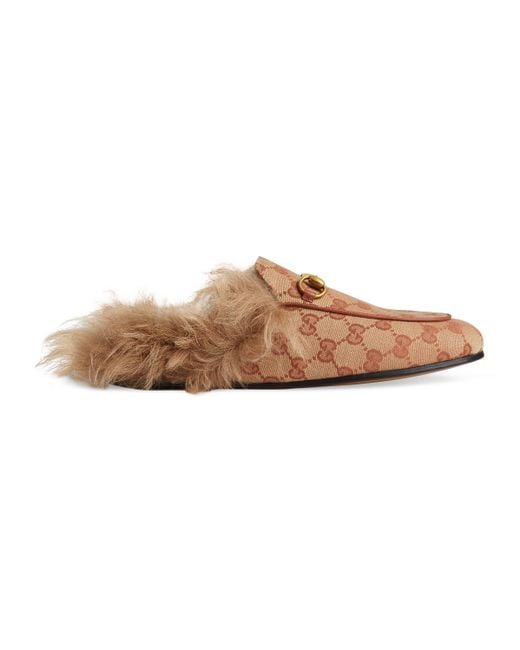 Gucci Natural Princetown Fur-lined Mules