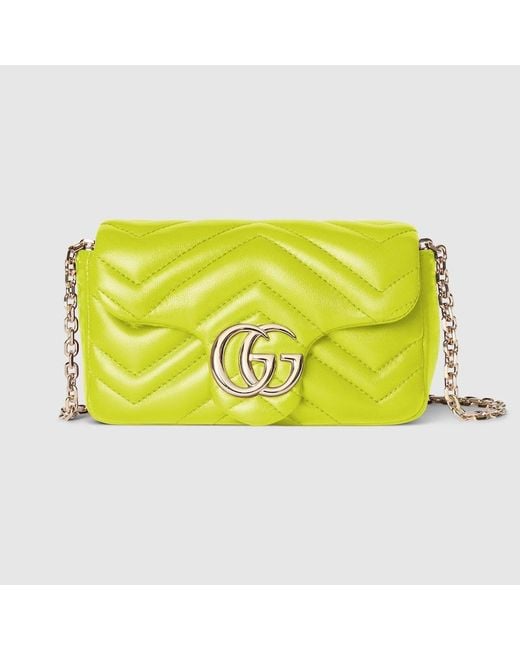 Gucci Yellow Gg Marmont Mini Shoulder Bag, Leather