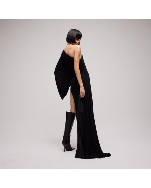 Gucci Black Viscose Jersey Asymmetrical Long Dress
