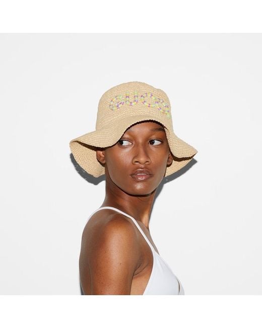 Sombrero de Paja con Parche Gucci de color Natural