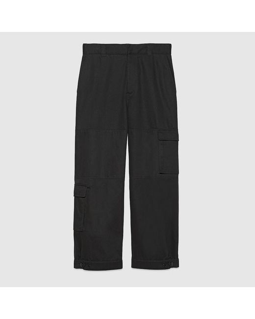 Pantalon Cargo En Coutil De Coton Avec Empiècement Gucci pour homme en coloris Black