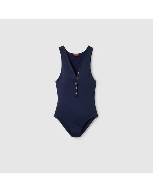 Gucci Blue Sparkling Jersey Swimsuit