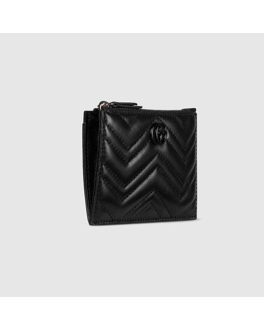 Gucci Black Gg Marmont Zip Key Pouch