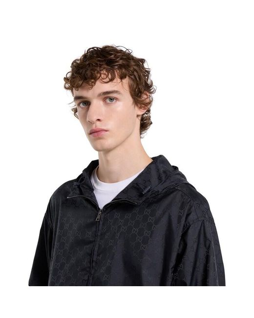 Gucci Blue Gg Nylon Zip Jacket for men