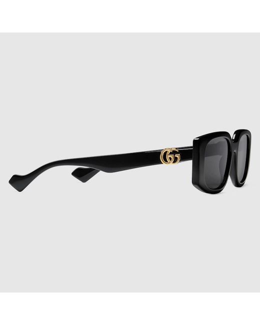 Gucci Black Rectangular-Frame Sunglases