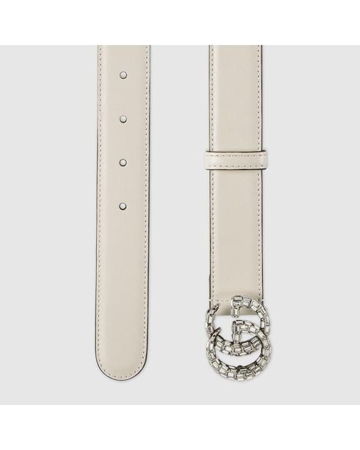 Gucci Metallic GG Marmont Thin Belt With Crystals