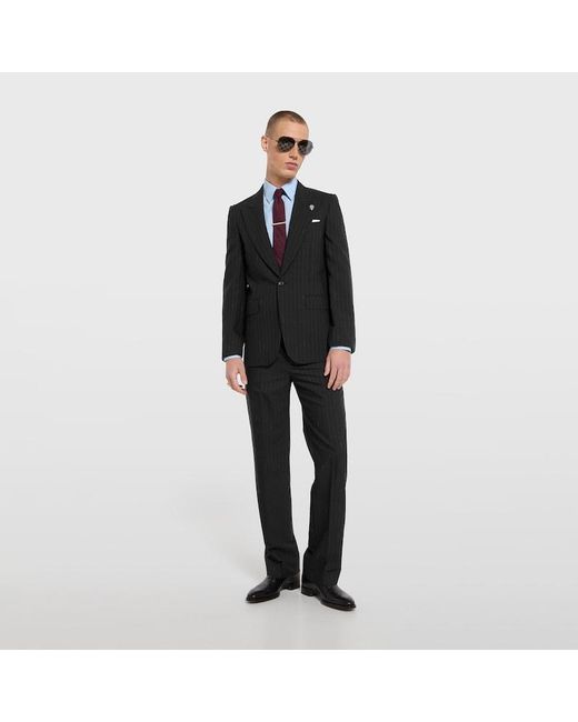 Gucci Black Pinstripe Wool Pants for men