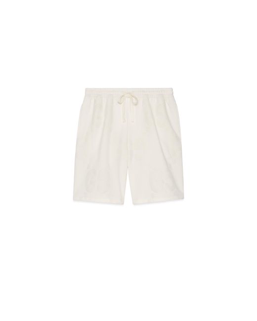 Gucci White GG Flocked Print Cotton Shorts for men