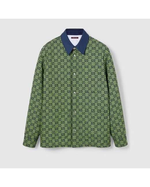 Gucci Green Gg Gingham Cotton Wool Jacket for men