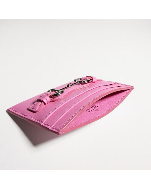 Gucci Pink Card Case With Horsebit, Leather