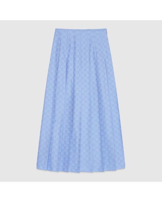 Gucci Blue GG Supreme Oxford Cotton Skirt