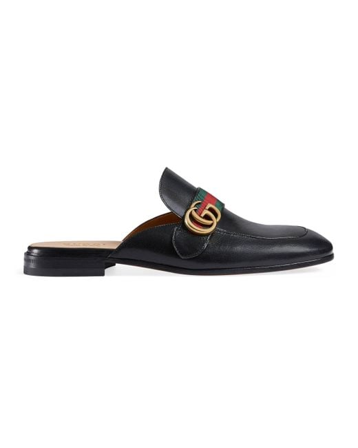 Gucci Princetown Leather Slipper With Double G in Black for Men | Lyst