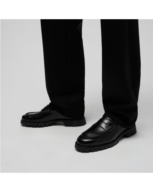 Gucci Black Loafer With Lug Sole, Leather for men