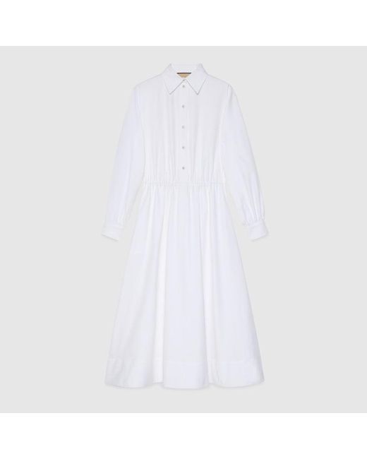 Vestido de Algodón Oxford Gucci de color White