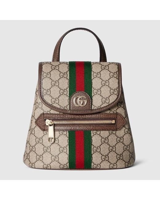 Gucci Brown Ophidia Small Backpack, Gg Canvas