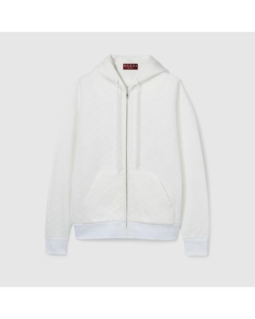 Gucci White Embossed Gg Technical Jersey Zip Jacket for men