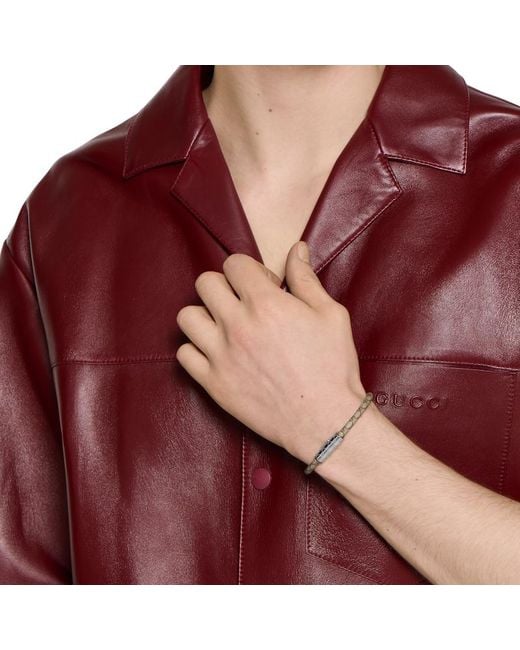 Gucci Metallic Bracelet With Gg Detail Leather