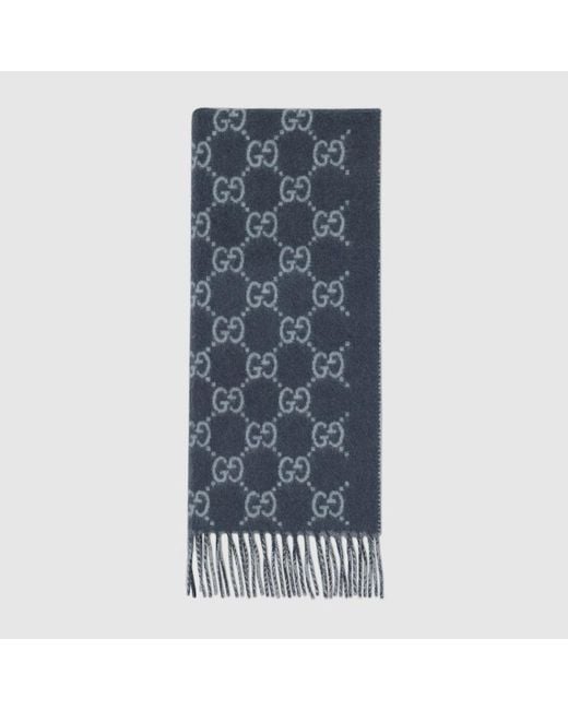 Gucci Blue Gg Cashmere Scarf, Wool for men