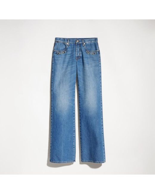 Gucci Blue Bootcut Cotton Denim Pants With Horsebit