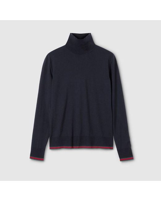 Gucci Blue Fine Knit Wool Turtleneck, Ready-To-Wear for men